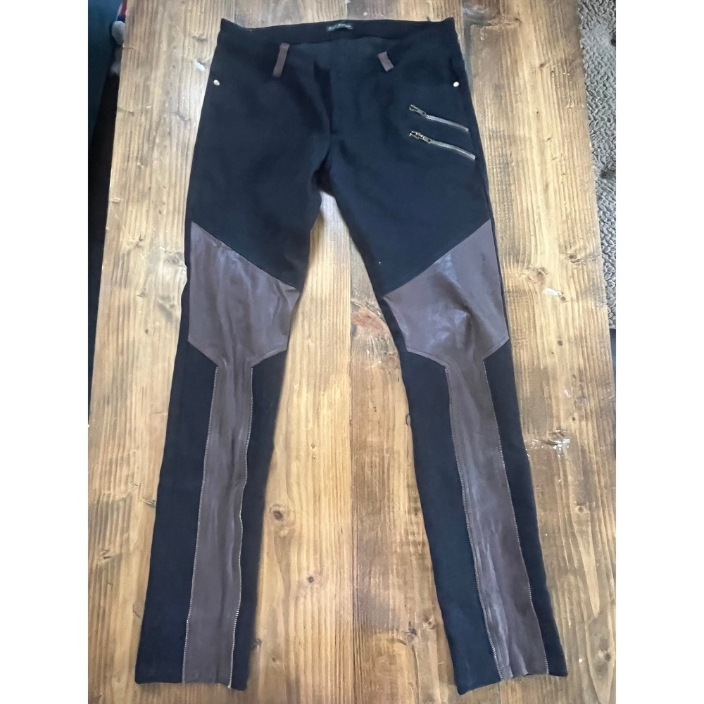 Devil Fashion Black Brown Faux Leather Gothic Steampunk Leggings Pants PT021 M